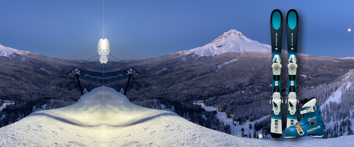 Kid in ski gear on the mountain